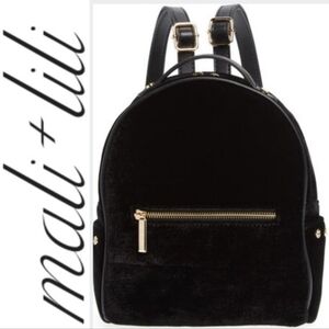 Mali + Lili Marlee velvet mini backpack, Black